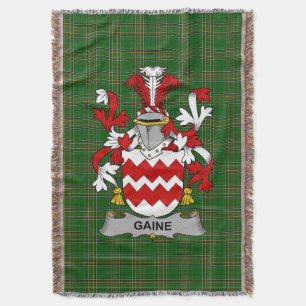 Irish Gaine or Gainey Coat of Arms Family Crest I Throw Blanket