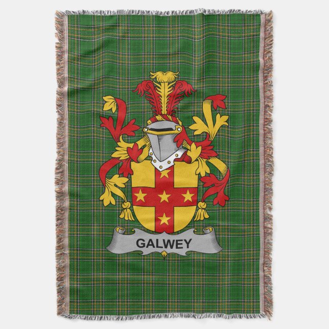  Irish Galwey Coat of Arms Family Crest Ireland Throw Blanket (Front Vertical)