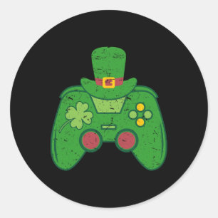 Irish Gamer Boys Video Game Controller St Patricks Classic Round Sticker