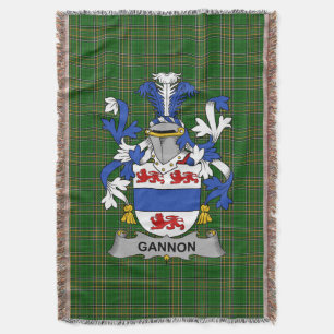 Irish Gannon or McGannon Coat of Arms Family Cres Throw Blanket