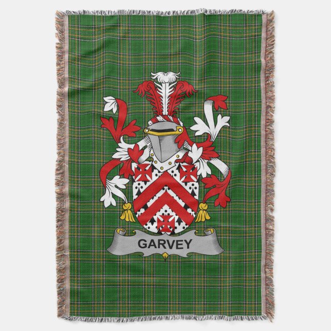  Irish Garvey or O_Garvey Coat of Arms Family Cres Throw Blanket (Front Vertical)