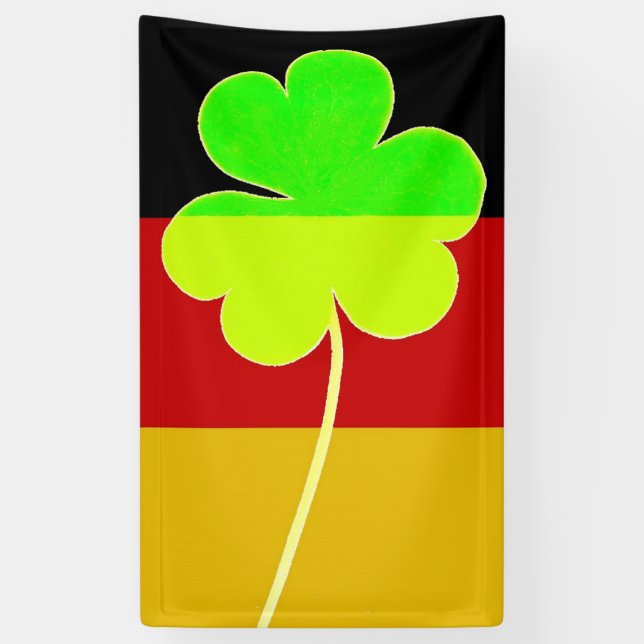 Irish German Flag Shamrock Clover St. Patrick Banner (Vertical)