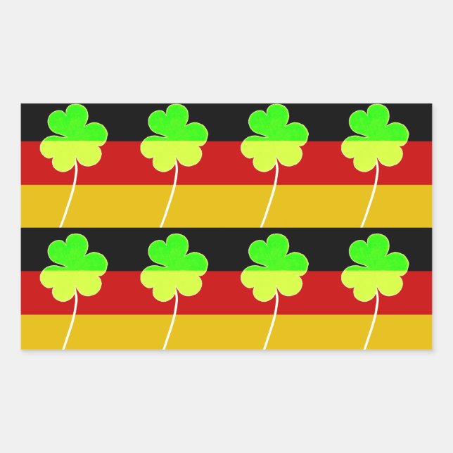 Irish German Flag Shamrock Clover St. Patrick Fun Rectangular Sticker (Front)