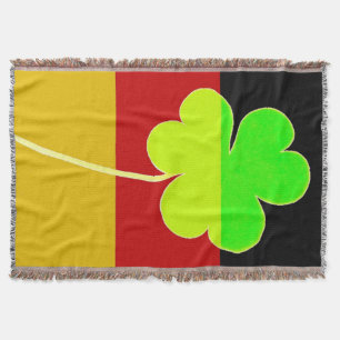 Irish German Flag Shamrock Clover St. Patrick Fun Throw Blanket