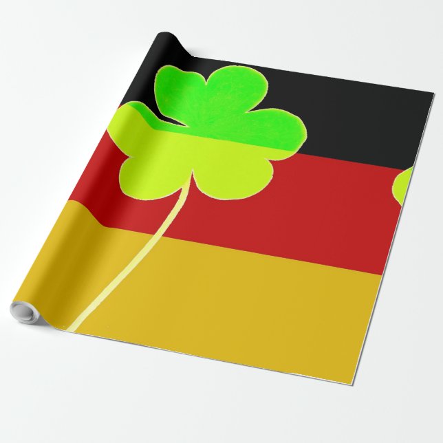 Irish German Flag Shamrock Clover St. Patrick Wrapping Paper (Unrolled)