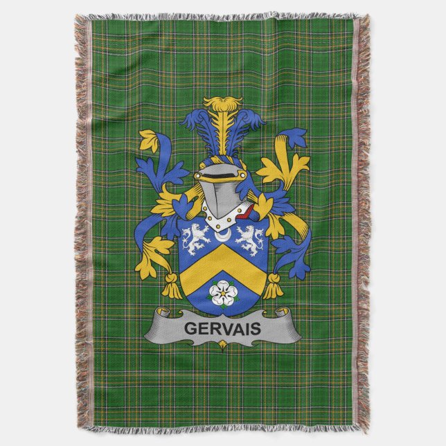  Irish Gervais Coat of Arms Family Crest Ireland Throw Blanket (Front Vertical)