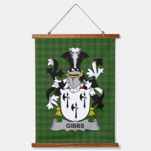 Irish Gibbs Coat of Arms Family Crest Hanging Tapestry