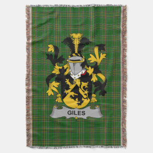 Irish Giles or Gyles Coat of Arms Family Crest Ir Throw Blanket