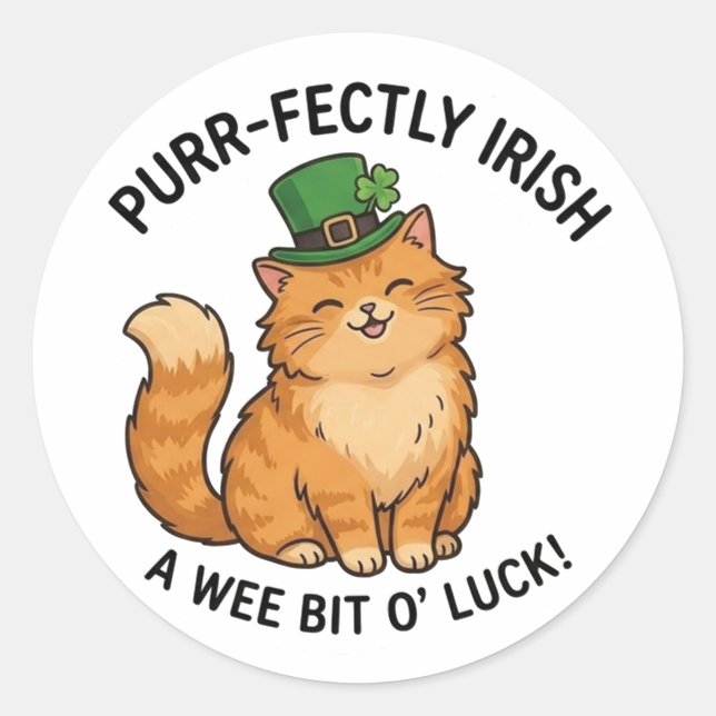 Irish Ginger Cat St. Patrick's Day Sticker (Front)