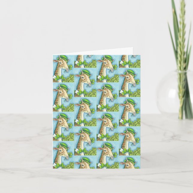 IRISH GIRAFFE ST. PATRICKS DAY GREETING CARD Blank (Front)
