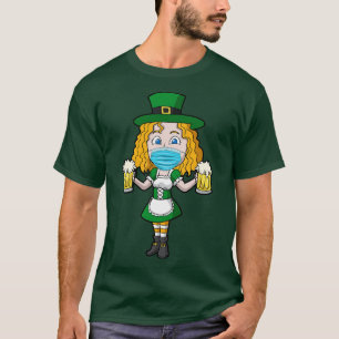 Irish Girl Beers Mask St Patricks Day T-Shirt