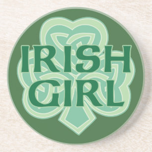 Irish Girl Celtic Knot Shamrock Coaster