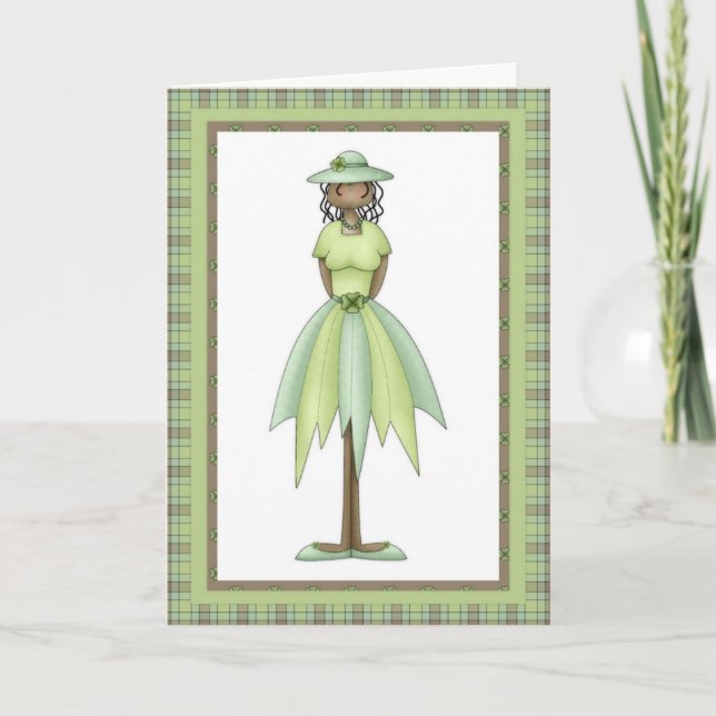 Irish Girl Doll 2 Happy March Birthday Card (Front)