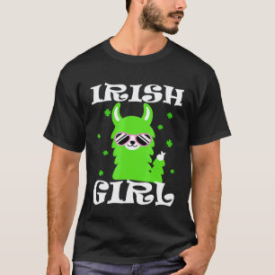 Irish Girl Llama Lover Saint Patricks Day Pattys D T-Shirt