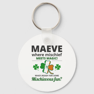 Irish Girl Name: Maeve - Mischief Meets Magic Key Ring