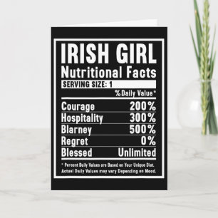 Irish Girl Nutrition Facts Card