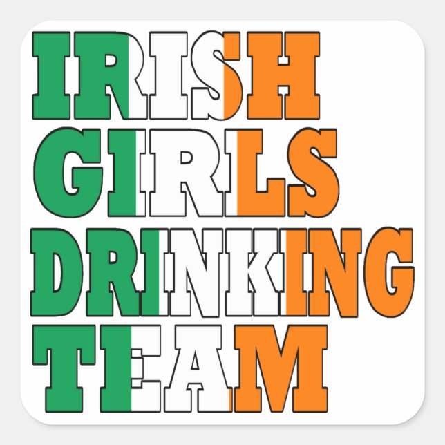 Irish girls drinking team square sticker (Front)