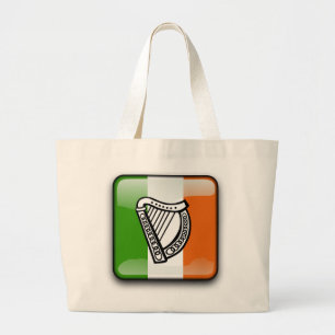 Irish glossy flag large tote bag