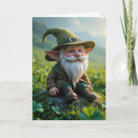 Irish Gnome In Clover Field