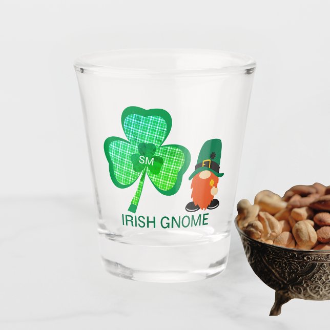 Irish Gnome Monogram Shamrock St Patricks Shot Glass (Irish Gnome Monogram Shamrock St Patrick's Shot Glass)