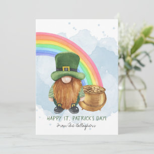 Irish Gnome Pot of Gold Custom St Patrick's Day Holiday Card