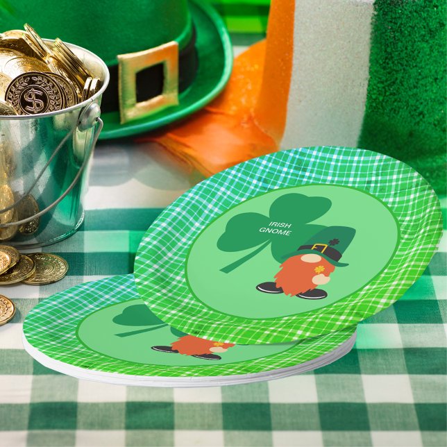 Irish Gnome Shamrock St Patrick's Paper Plate (Irish Gnome Shamrock St Patrick's Paper Plates)