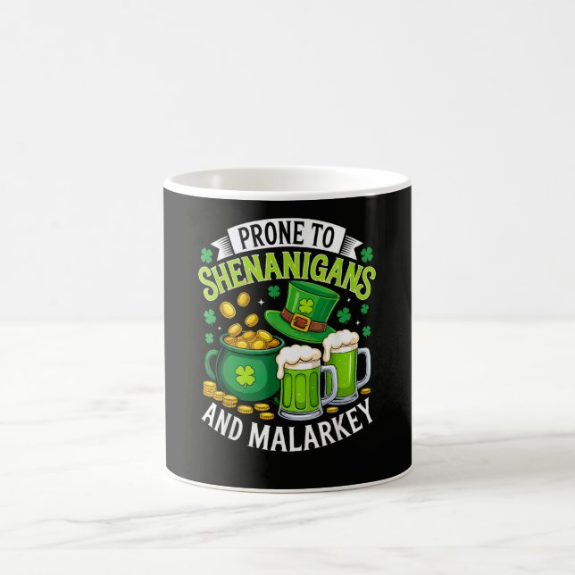 Irish Gnome St Patricks Prone to Shenanigans  Coffee Mug (Center)
