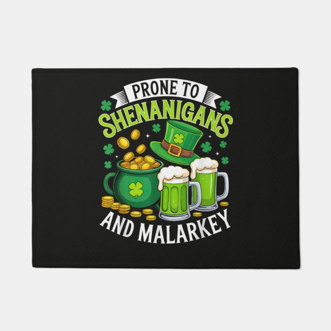 Irish Gnome St Patricks Prone to Shenanigans  Doormat (Front)