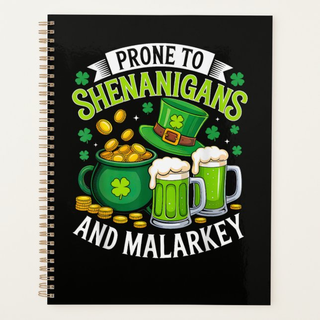 Irish Gnome St Patricks Prone to Shenanigans  Planner (Front)