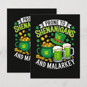 Irish Gnome St Patricks Prone to Shenanigans Thank You Card