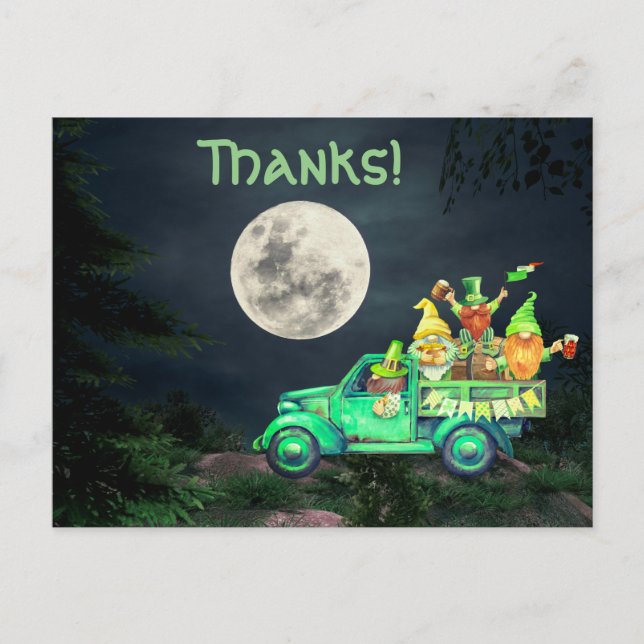 Irish Gnomes and Full Moon Thanks! Thank You Postcard (Front)