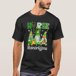 Irish Gnomes Shenanigans Stethoscope Nurse St  Pat T-Shirt