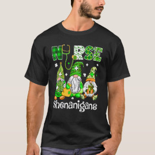 Irish Gnomes Shenanigans Stethoscope Nurse St Pat T-Shirt