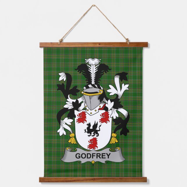 Irish Godfrey (of Bushfield) Coat of Arms Family C Hanging Tapestry (Front)