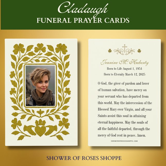 Irish Gold Claddagh Funeral Prayer Memorial Card (Creator Uploaded)