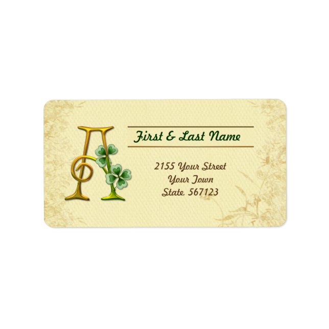 Irish Gold Monogram A Label (Front)