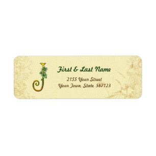 Irish Gold Monogram J Label Return Address Label