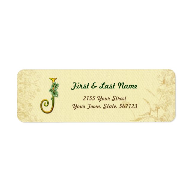 Irish Gold Monogram J Label Return Address Label (Front)