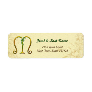 Irish Gold Monogram M Label Return Address Label