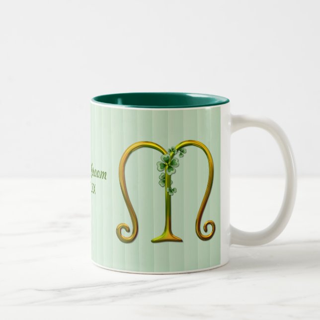 Irish Gold Monogram M Two-Tone Coffee Mug (Right)