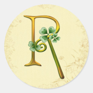 Irish Gold Monogram R Classic Round Sticker