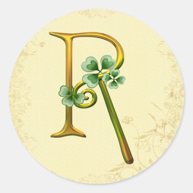 Irish Gold Monogram R Classic Round Sticker (Front)