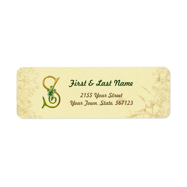 Irish Gold Monogram S Label Return Address Label (Front)