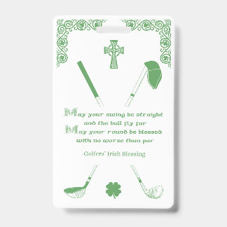 Irish Golfers' Blessing Card ID Badge
