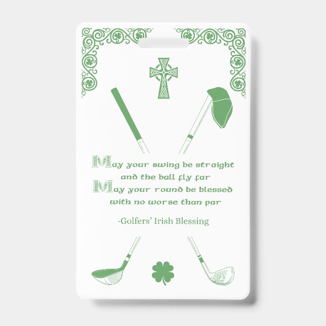 Irish Golfers' Blessing Card ID Badge (Front)