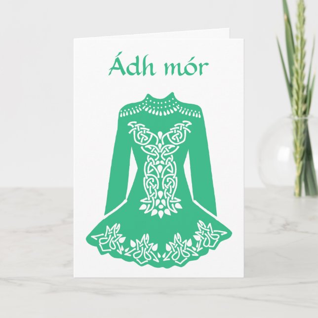 Irish Good Luck Adh Mor Dancers Dress Card (Front)