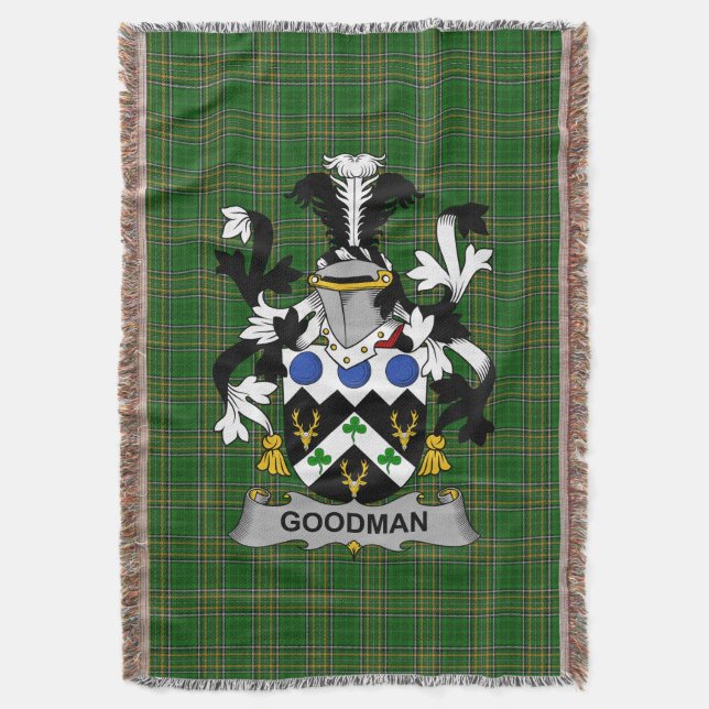  Irish Goodman Coat of Arms Family Crest Ireland Throw Blanket (Front Vertical)