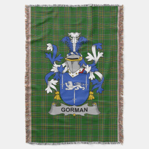 Irish Gorman or McGorman Coat of Arms Family Cres Throw Blanket