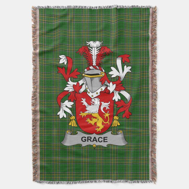  Irish Grace Coat of Arms Family Crest Ireland Throw Blanket (Front Vertical)