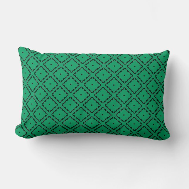 Irish Green and Black Square Pattern Lumbar Cushion (Front)